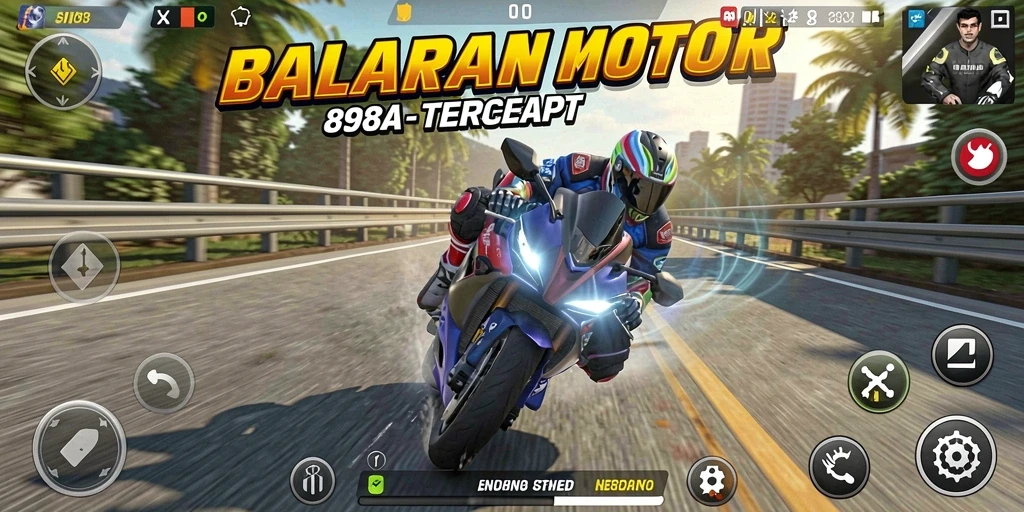 Gameplay mendebarkan saat balapan motor.