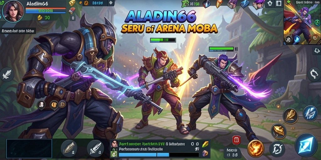 Tampilan aksi seru gameplay MOBA di ALADIN66.