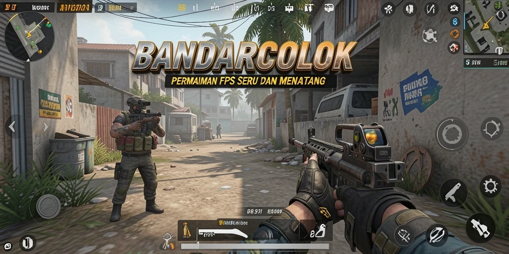 Tampilan menegangkan dari gameplay BANDARCOLOK di arena pertempuran FPS.