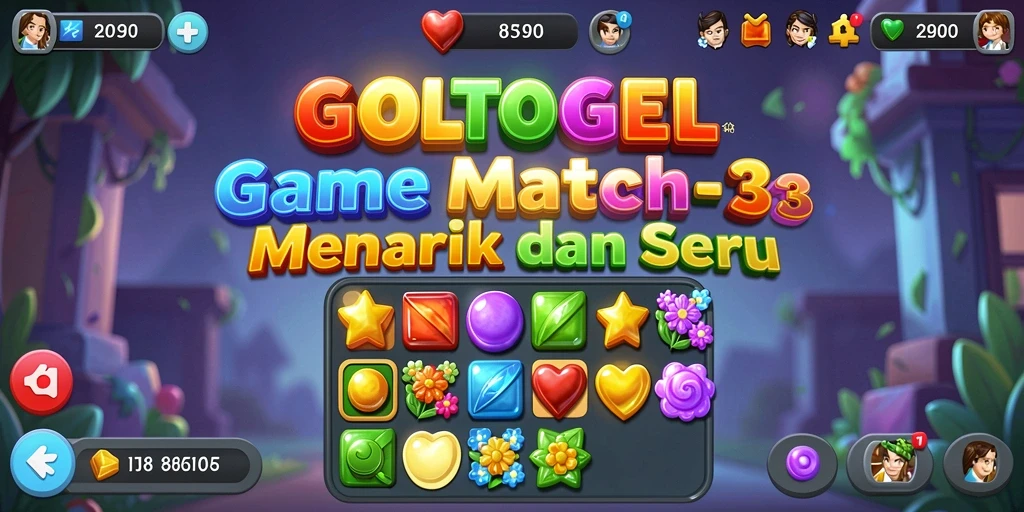 Tangkapan layar gameplay seru GOLTOGEL dengan tantangan Match-3.
