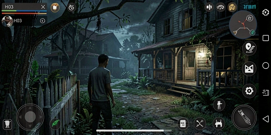 Tangkapan layar menampilkan suasana menyeramkan saat menjelajahi rumah tua.