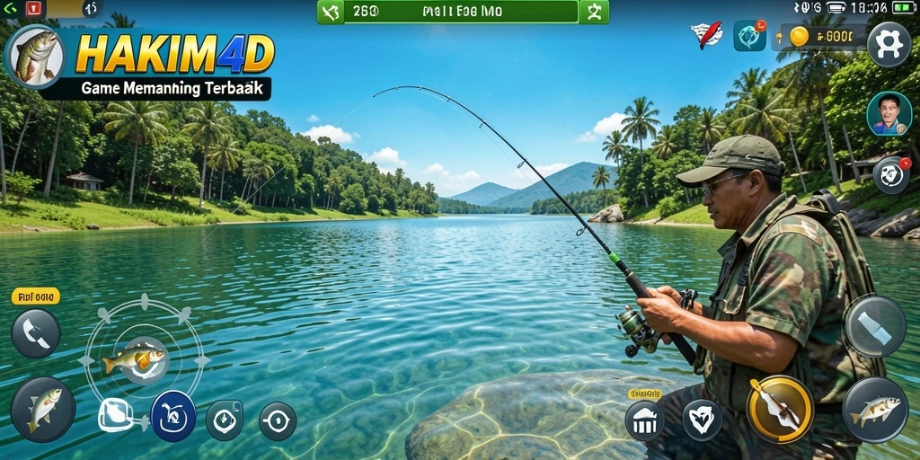 Tampilan gameplay HAKIM4D yang menarik saat memancing.