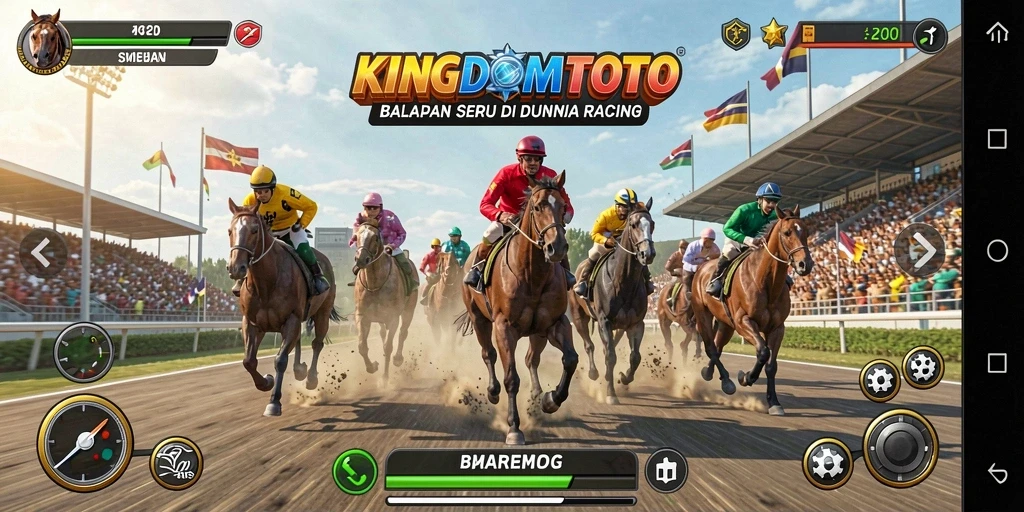Tampilan seru gameplay balapan KINGDOMTOTO dengan mobil cepat.