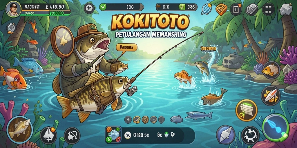 Tampilan gameplay <strong>KOKITOTO</strong> yang menyenangkan dan memukau saat memancing.