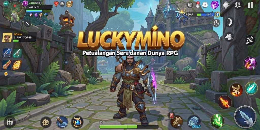 Gameplay RPG epik di dunia fantastis LUCKYMINO.