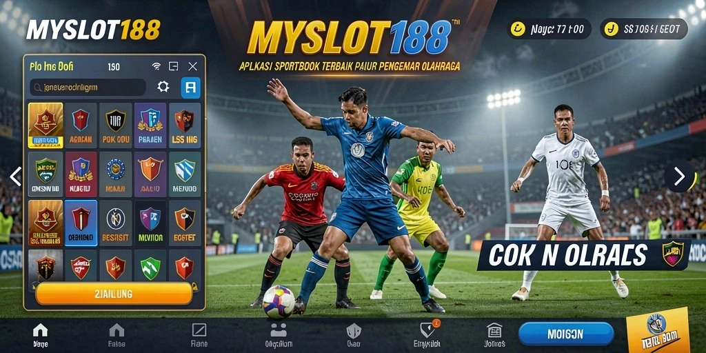 Tampilan utama aplikasi MYSLOT188 dengan antarmuka sportsbook yang menarik.