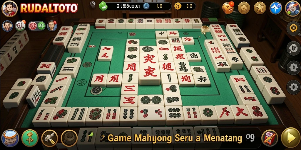 Tampilan gameplay menarik dari RUDALTOTO dengan desain ubin Mahjong.