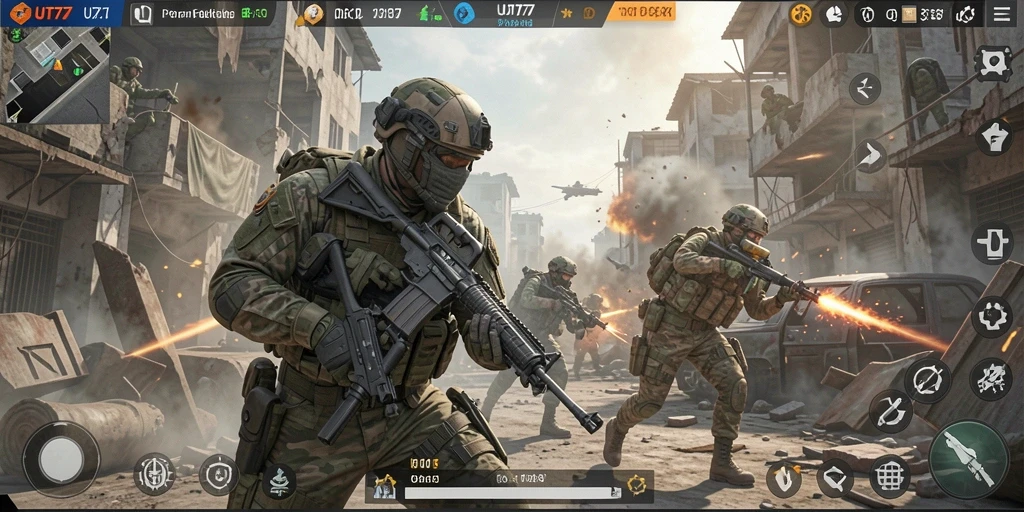 Gameplay intens UT77 dalam pertempuran TPS yang mendebarkan.