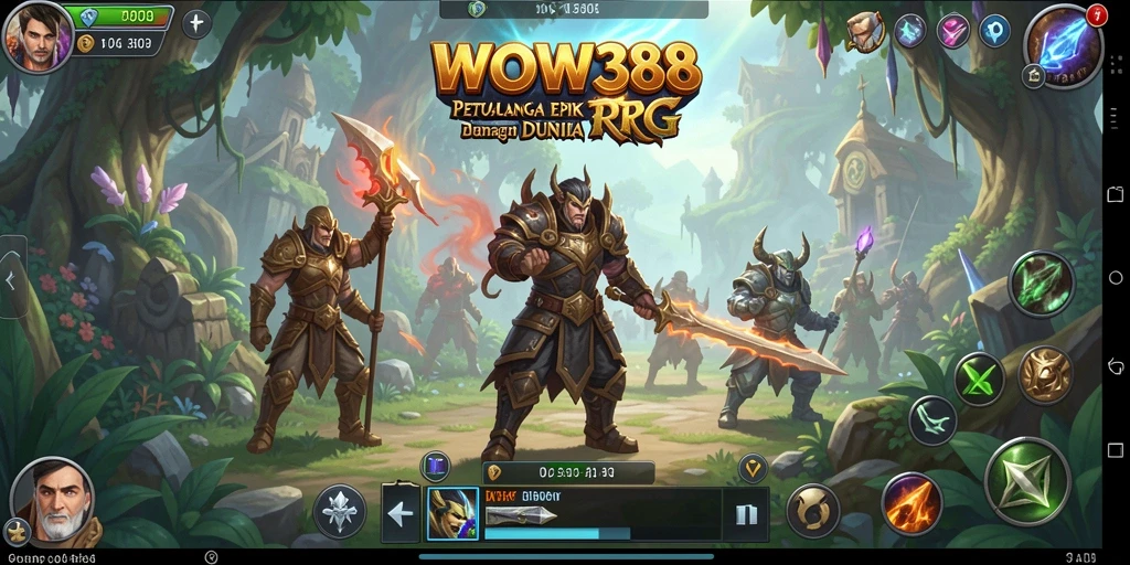 Tangkapan layar WOW388 menampilkan aksi pertarungan epik dalam game RPG.